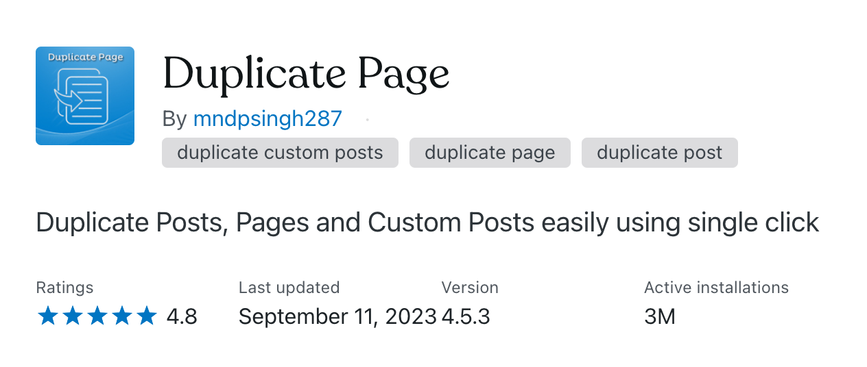 Duplicate Page Plugin