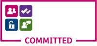 disability confident committed badge in white text